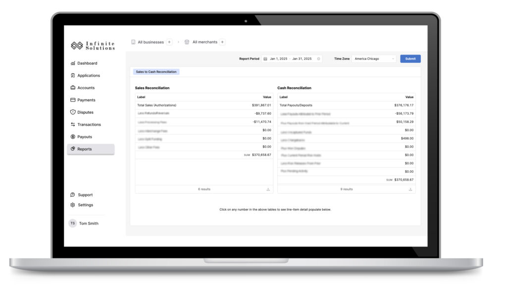 Forward Merchant Reconciliation Mockup